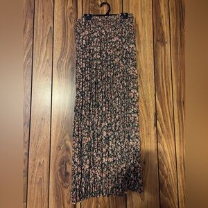 Express Black and Pink Floral Maxi Skirt